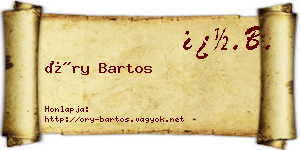 Őry Bartos névjegykártya